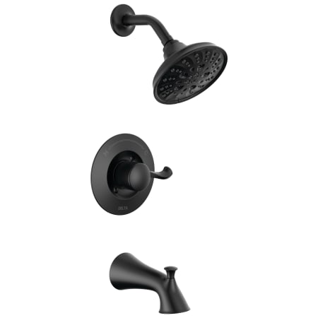 Delta Esato Monitor 14 Series Single Function Pressure Balanced Tub and Shower with 5 Setting Shower Head and Included Rough-In Valve Matte Black